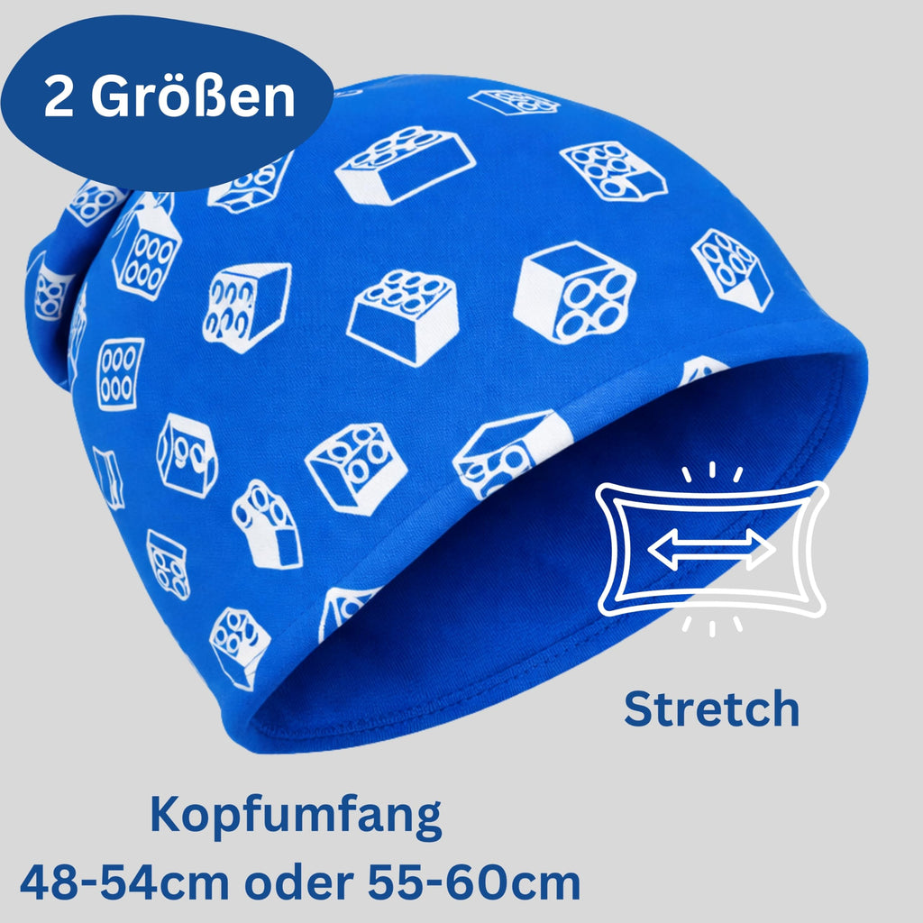 HECKBO 360° Reflektor Kinder Mütze & Loop Schal Set - 95% Baumwolle - weiches & pflegeleichtes Stretch-Material - Beanie Frühling Herbst Winter (48-54 cm)