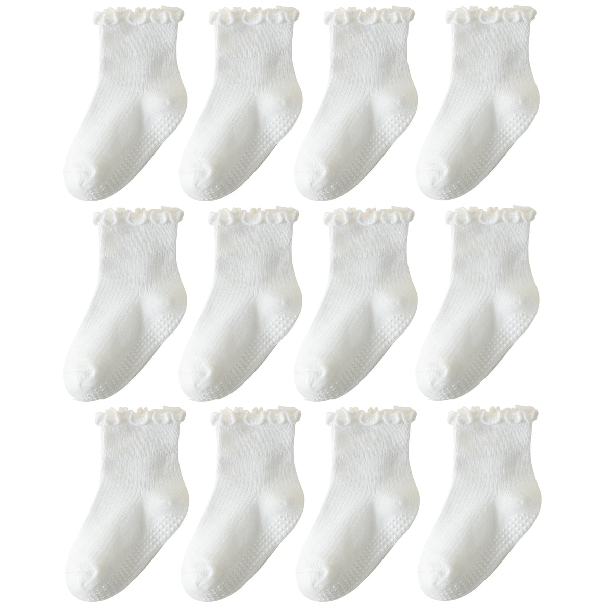 ANYANIME Kleinkind-Socken mit Rüschen für Mädchen, rutschfeste Babysocken mit Noppen, süße Rüschen-Socken