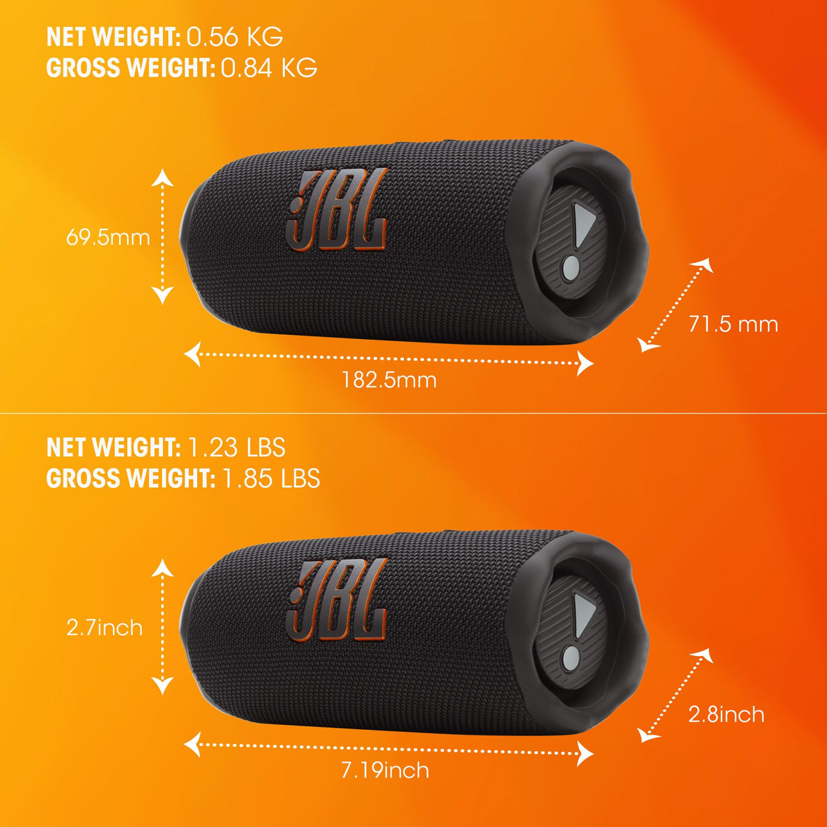 JBL Flip 7, kabelloser tragbarer Bluetooth-Lautsprecher, 16 Stunden Akkulaufzeit, IP68 wasserdicht, Staub- und stoßfest, JBL Pro Sound mit AI Boost, Auracast Multi-Speaker-Verbindung, Schwarz