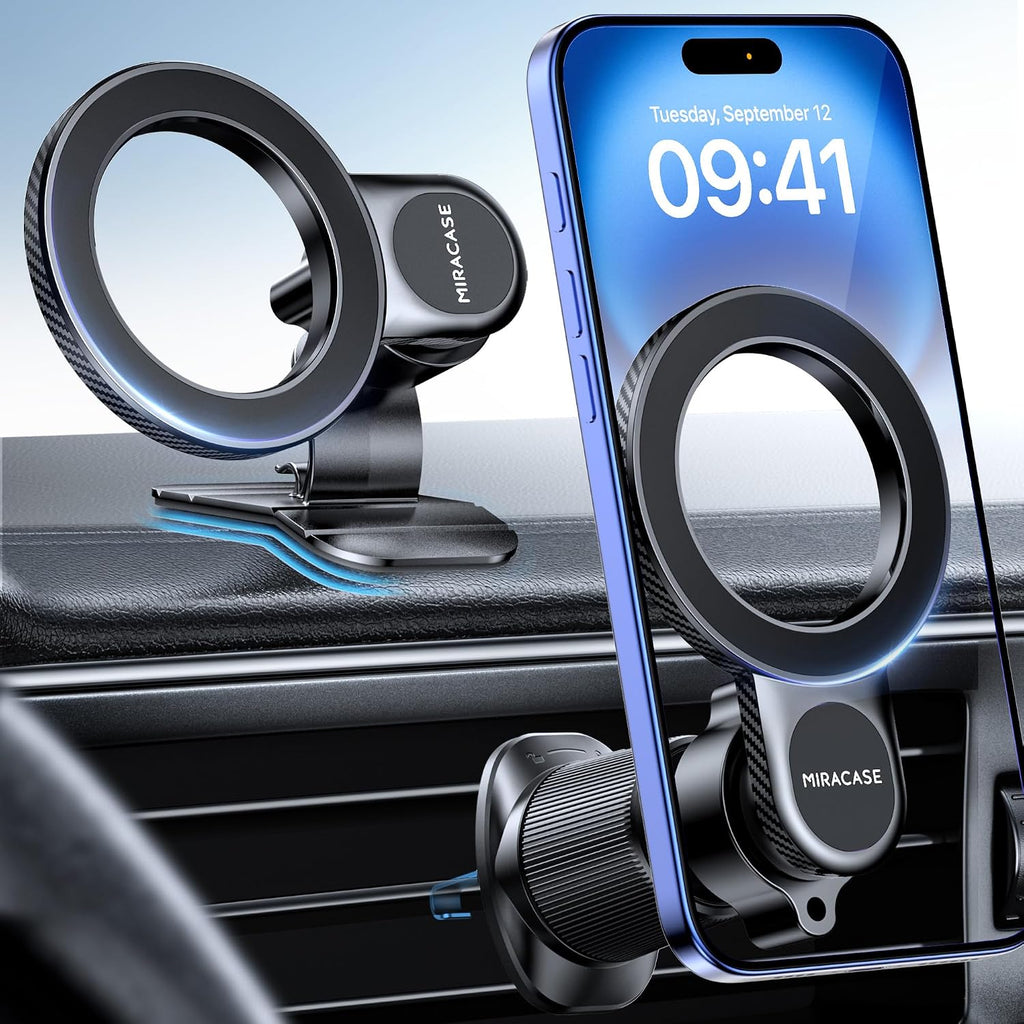 Miracase [2026 Upgraded Handyhalterung Auto Handy Halterung,Universal Car Phone Holder[Stärkste Saugnapf & Lüftungshaken] 360° Drehbar kfz autohalterung Lautsprecher für iPhone Samsung Galaxy Google
