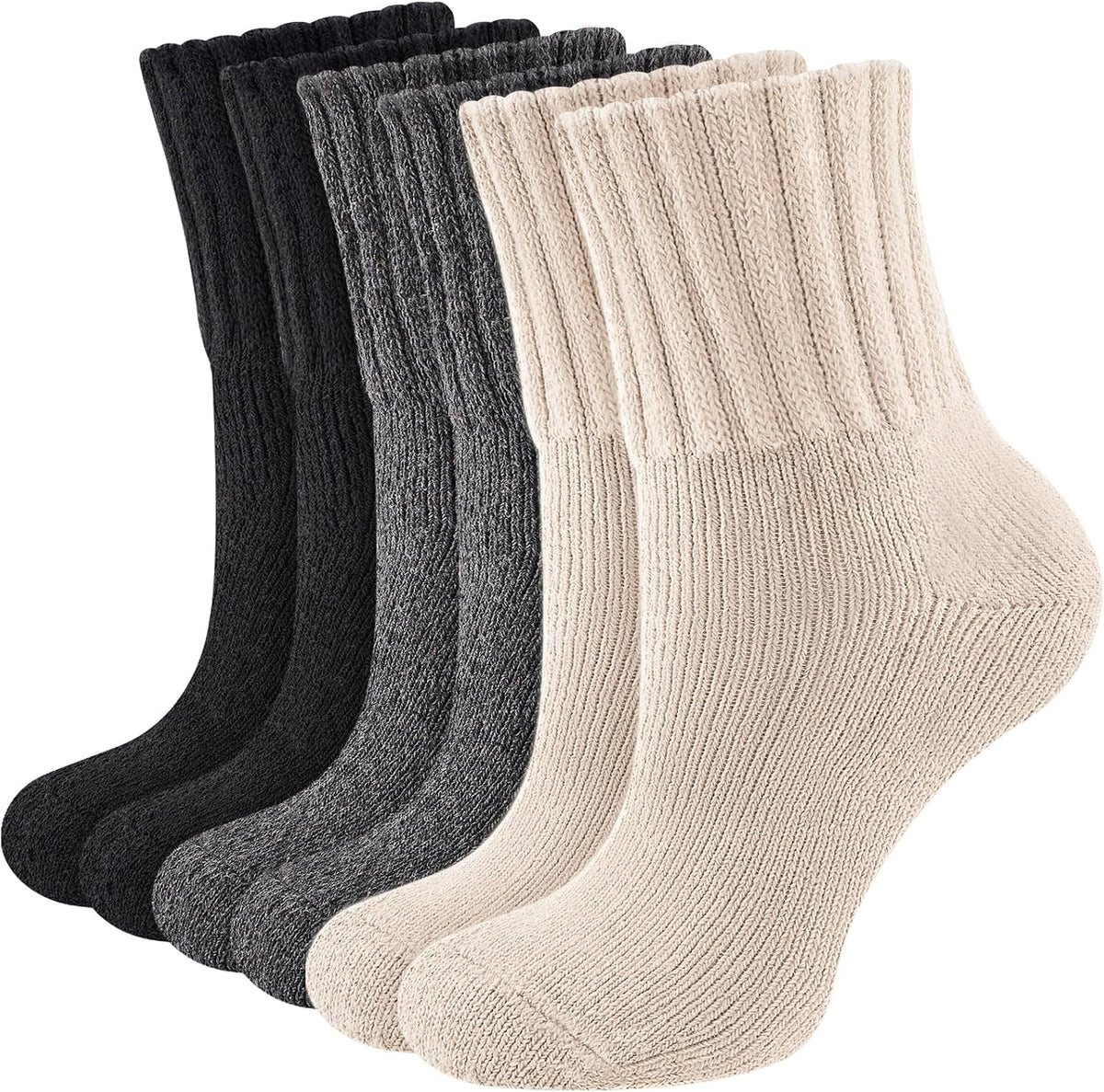 Niorasen Damen Thermo-Socken, 3 Paar vollgepolstert, gemütliches Wintergeschenk