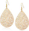 14K Gold vergoldet Blattgold Ohrringe für Frauen, Silber Ohrringe Hängend Damen mit Anhänger Tropfenform, Wassertropfen Schmuck für Geschenk