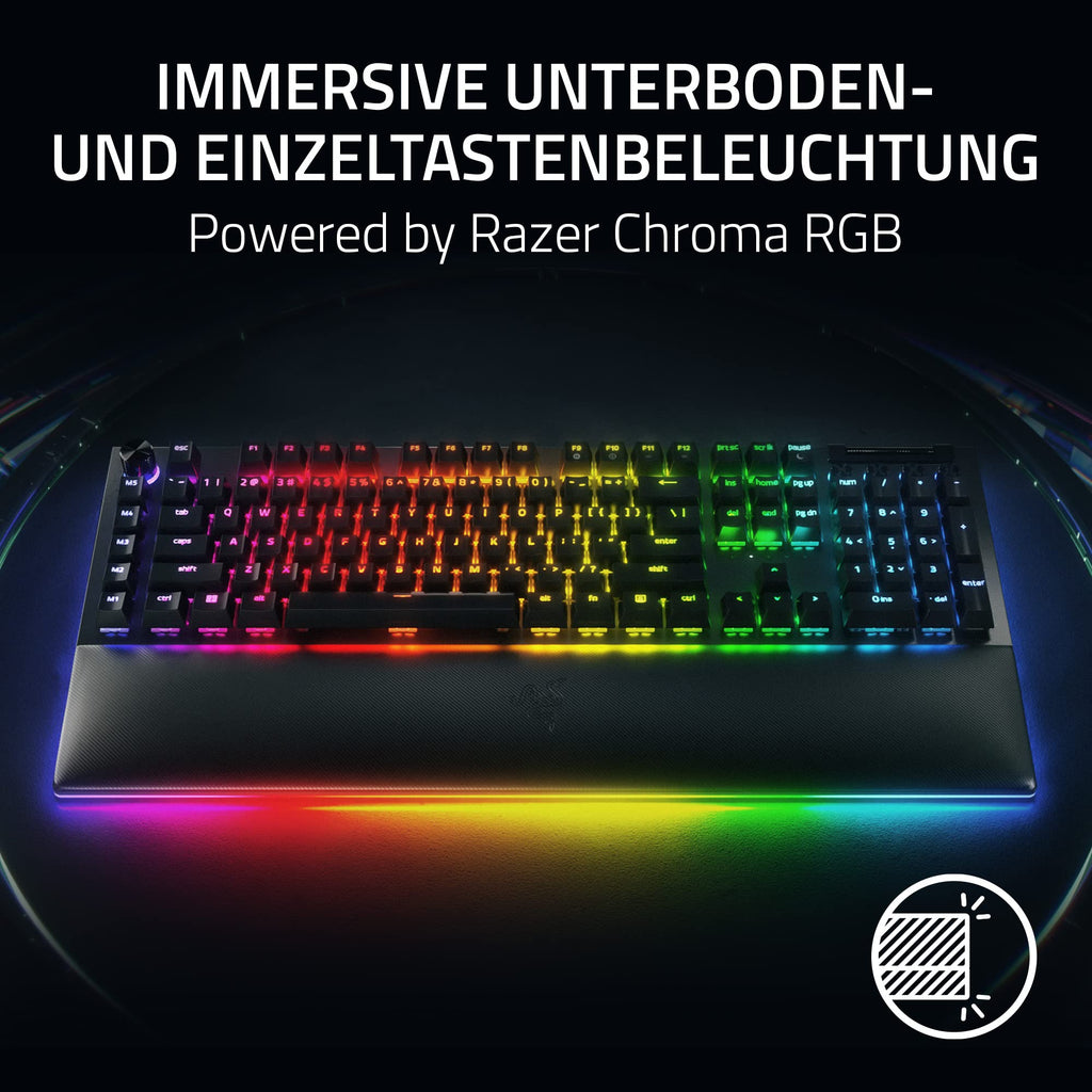 Razer BlackWidow V4 - Mechanische Gaming-Tastatur Chroma RGB (Mechanische Yellow Switches, 6 eigene Makro-Tasten, Doubleshot-ABS-Tastenkappen) QWERTZ DE-Layout | Schwarz