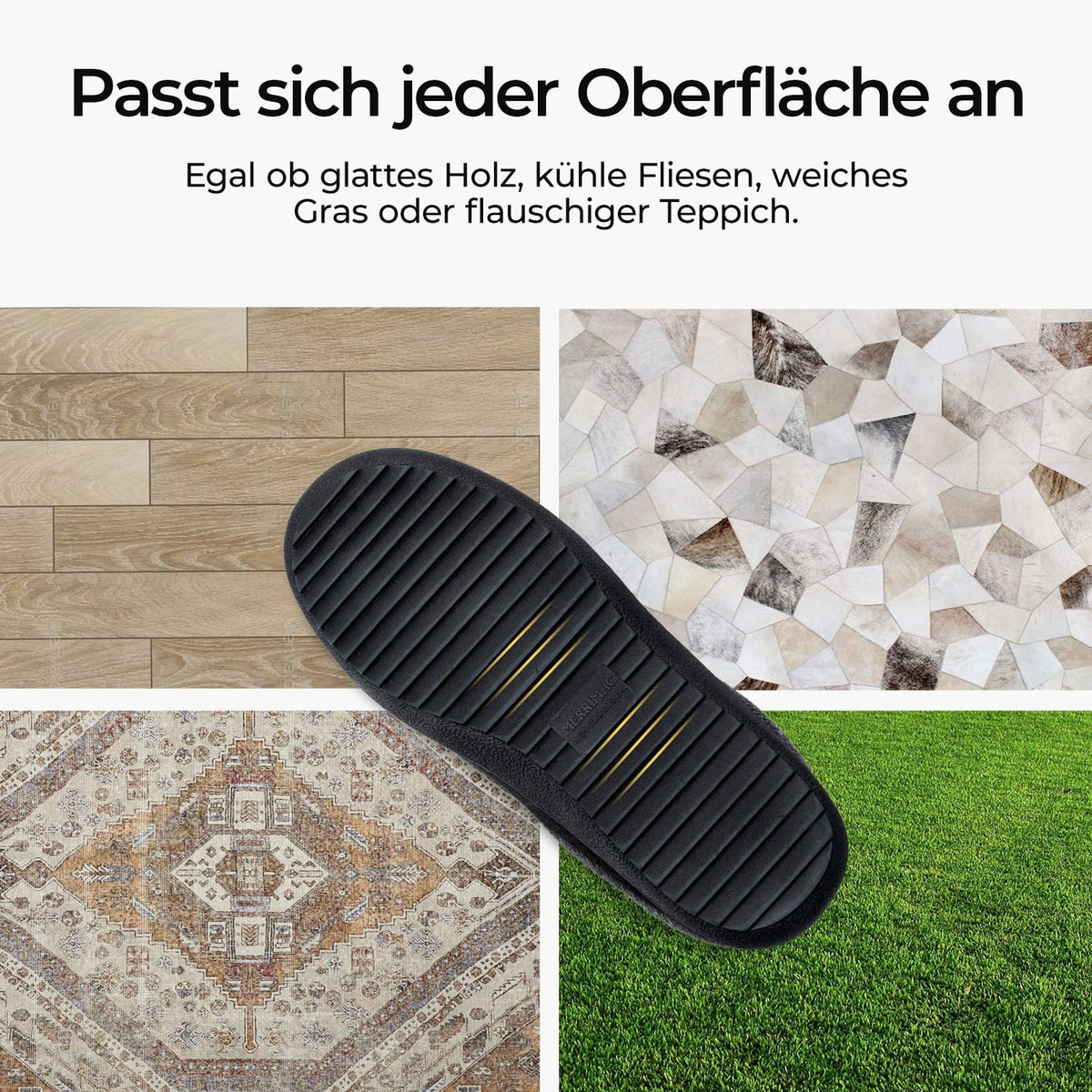 MERRIMAC Herren Hausschuhe Memory-Schaum Rutschfest Bequem