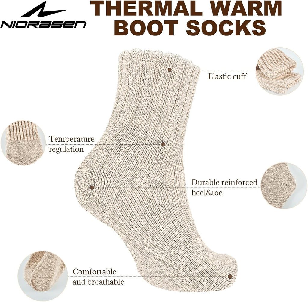 Niorasen Women's Thermal Socks, 3 Pairs Full Cushioned, Cosy Gift Winter