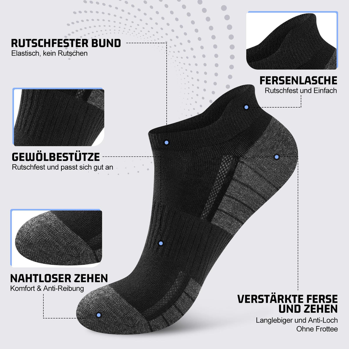 Sneaker Socken Herren Damen 10/20 Paar – Atmungsaktive Sportsocken