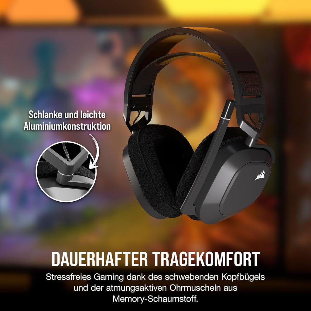 Corsair HS80 MAX Wireless Multiplattform-Gaming-Headset – Stahlgrau