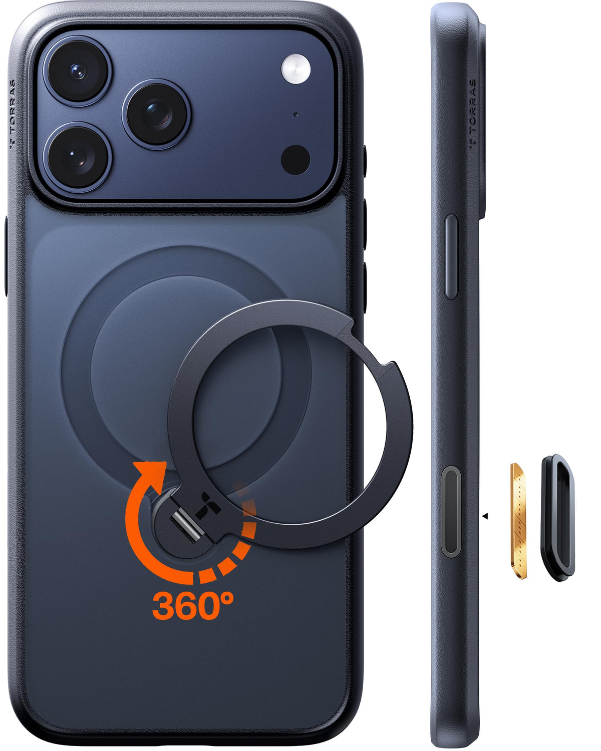 TORRAS Ostand Q3 Spin für iPhone 18 Pro Hülle für MagSafe 360°Stand Schwarz