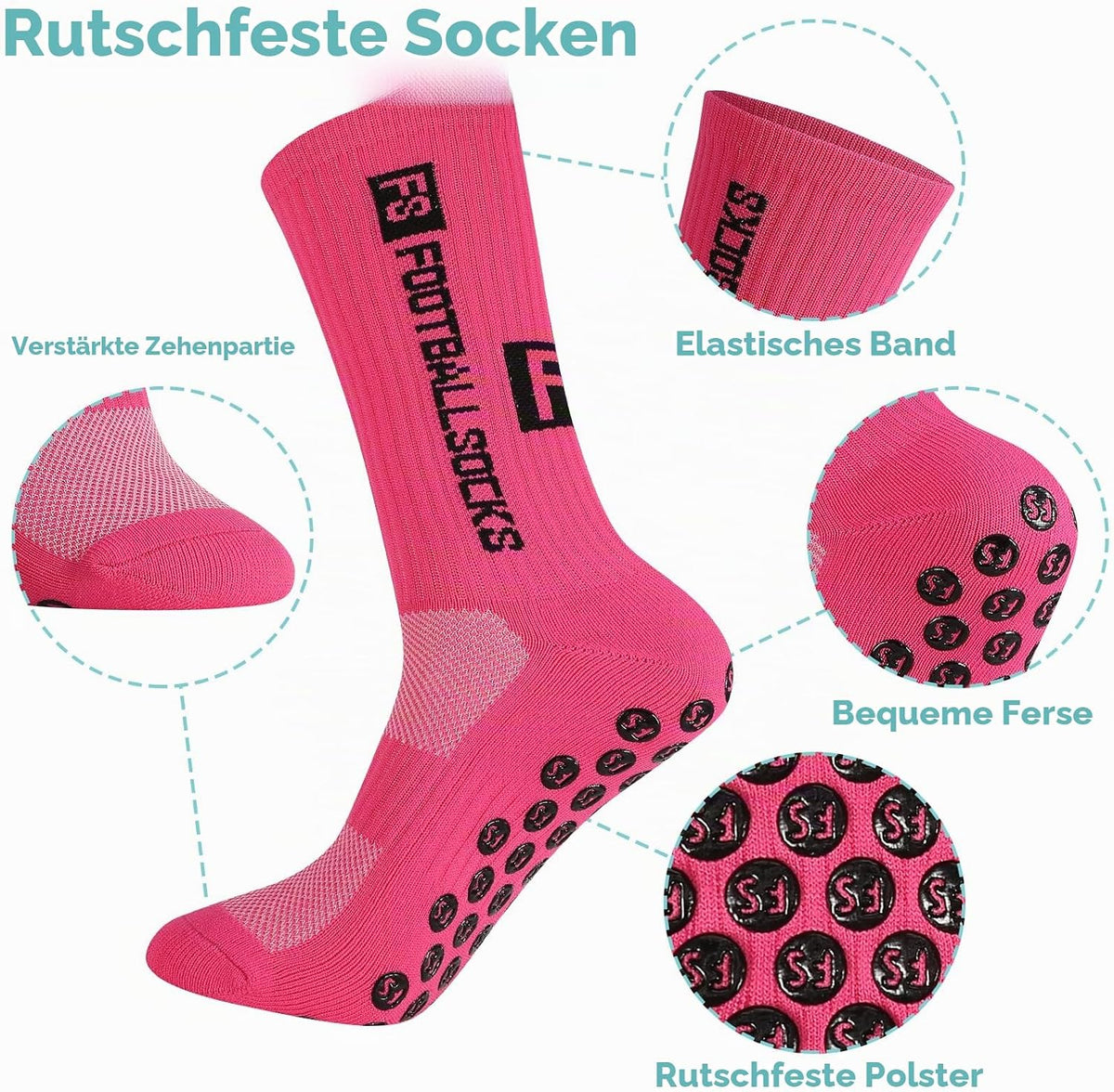 FANTESI 3 Paare Fußballsocken für Herren Damen,Sportsocken Fußball