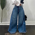 Loose Wide Leg Jeans Stitching Bell-Bottom Pants Tassel Trousers