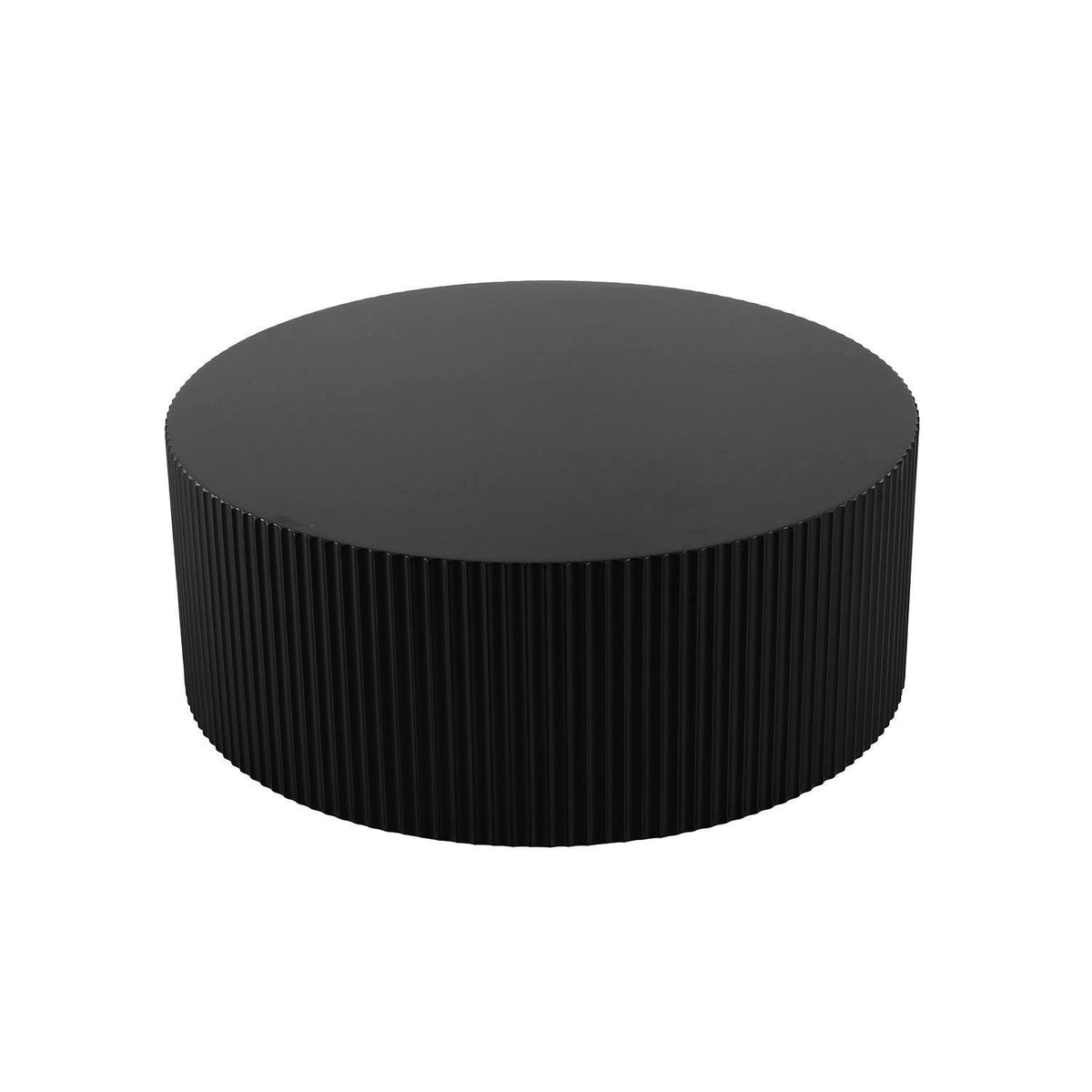 Sleek and Modern Round Coffee Table With Eye-Catching Relief Design, Black