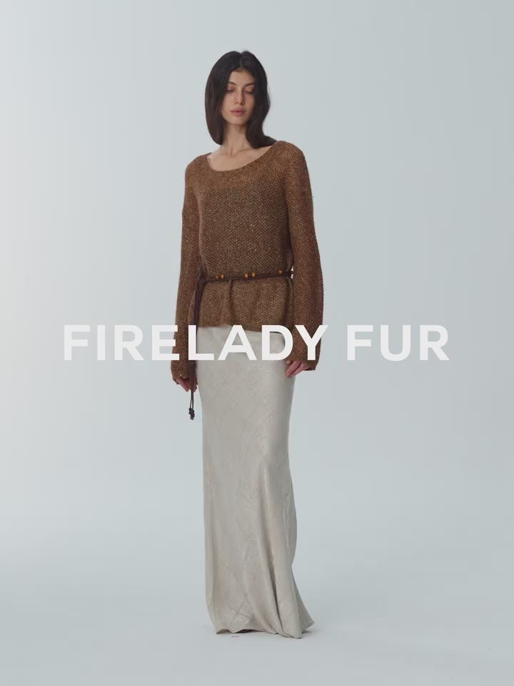 Mohair Sequin Knit Blended Hollow Oversized Sweater Loose O-Neck Top Long Sleeve,"Sparkling Spring"