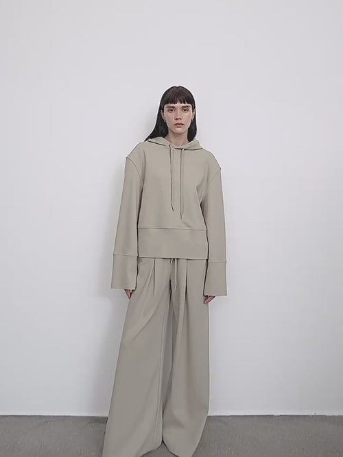 "Time Travel" Short Hooded Sweatshirt for Women, Sports Style Set, Autumn and Winter Casual Sweatpants With Straight-Leg