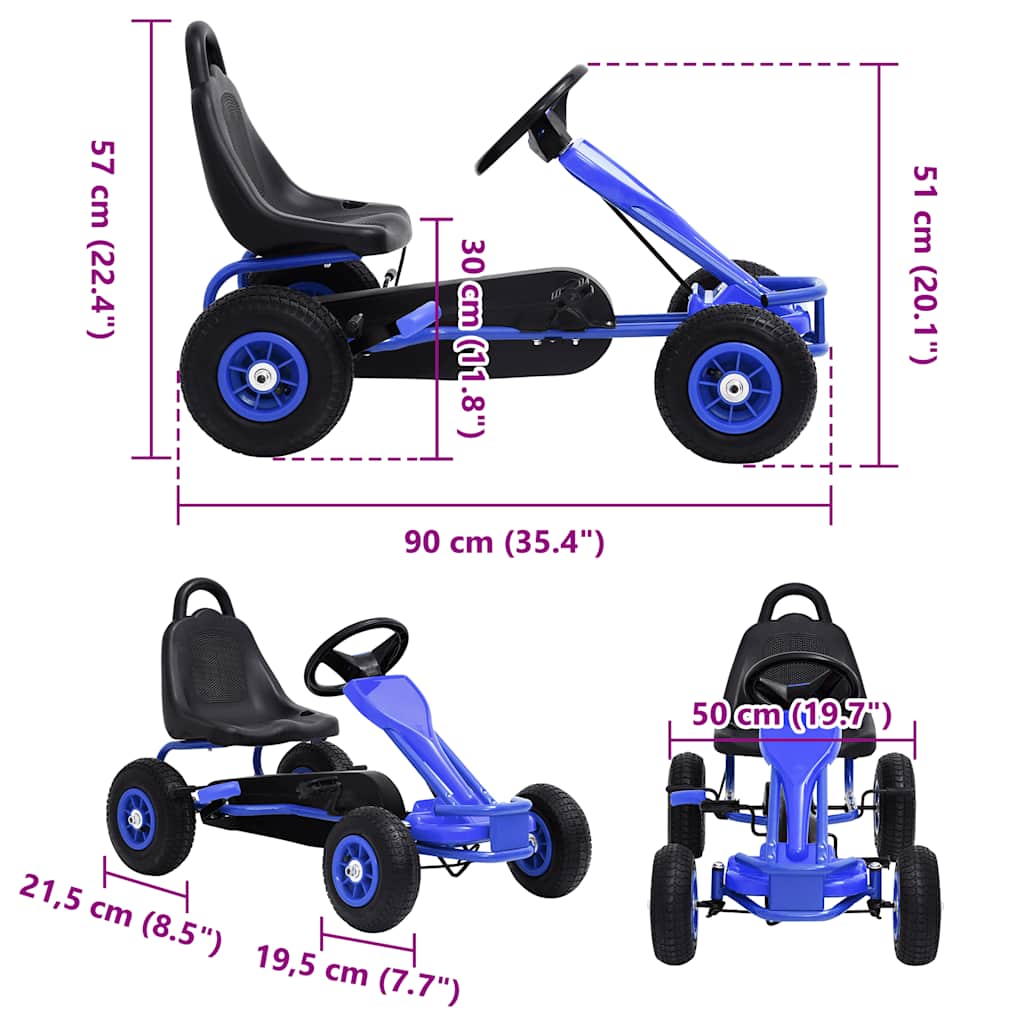 vidaXL Pedaldriven gokart med luftfyllda däck blå
