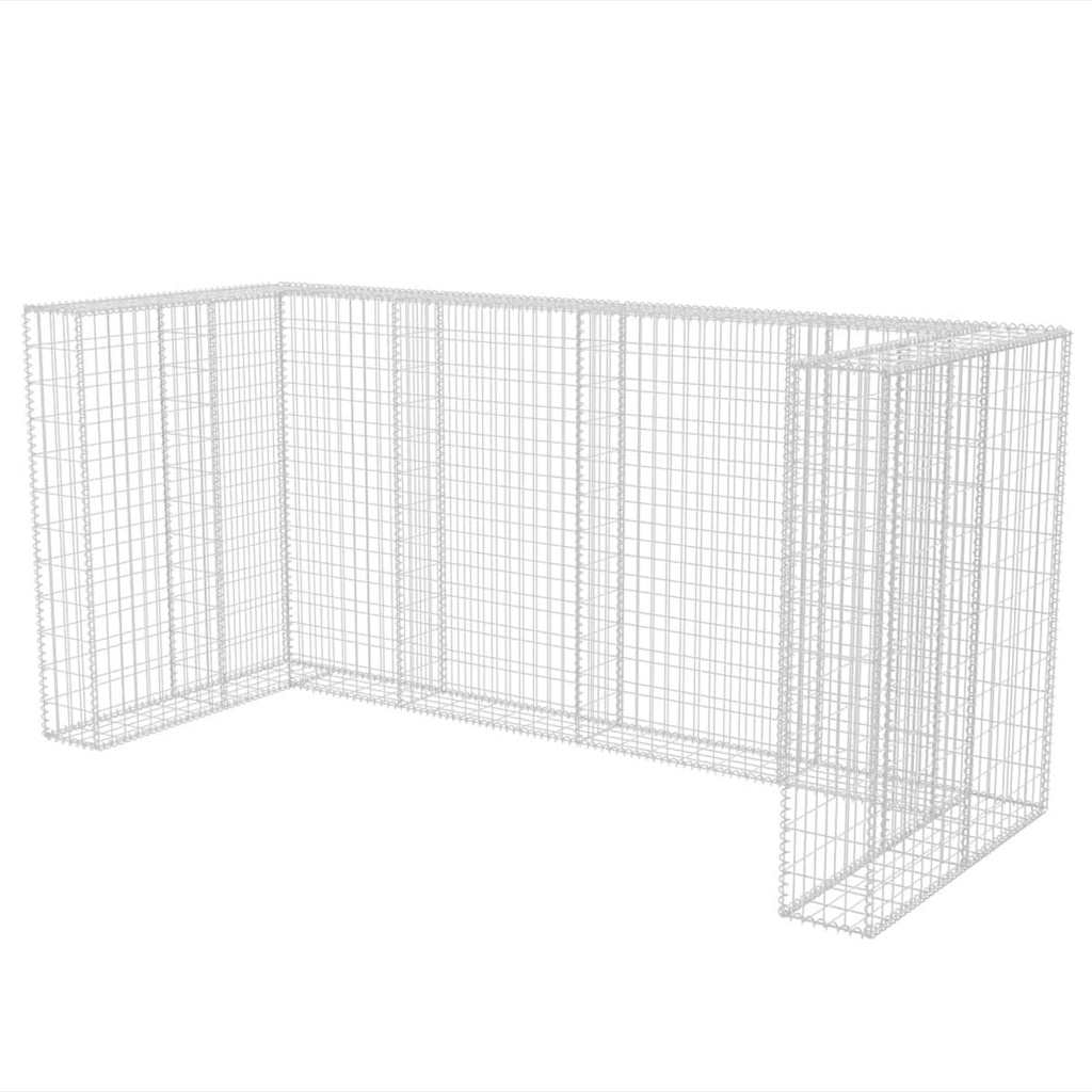 vidaXL Gabionkorg med skydd för 3 soptunnor stål 250x100x120 cm