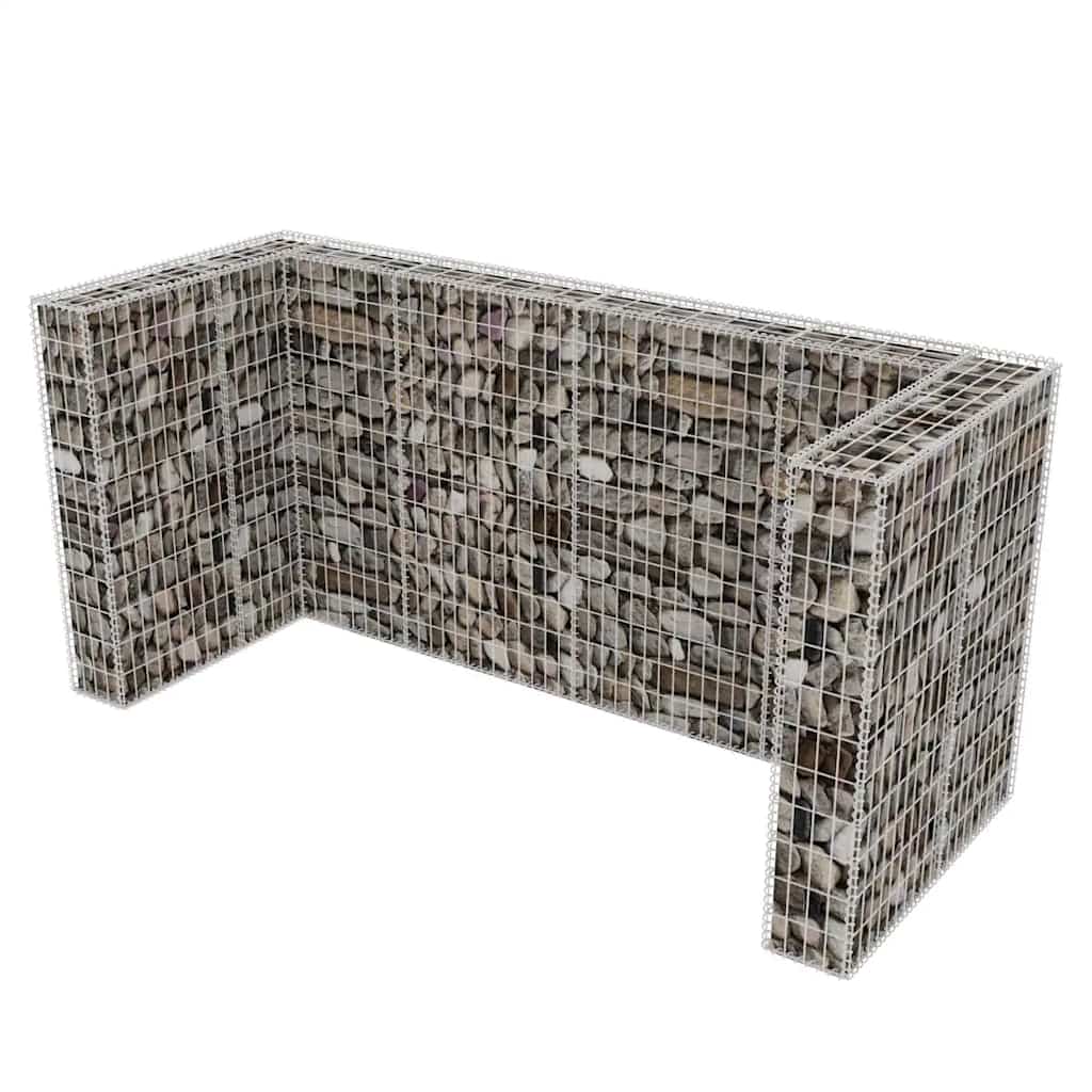 vidaXL Gabionkorg med skydd för 3 soptunnor stål 250x100x120 cm