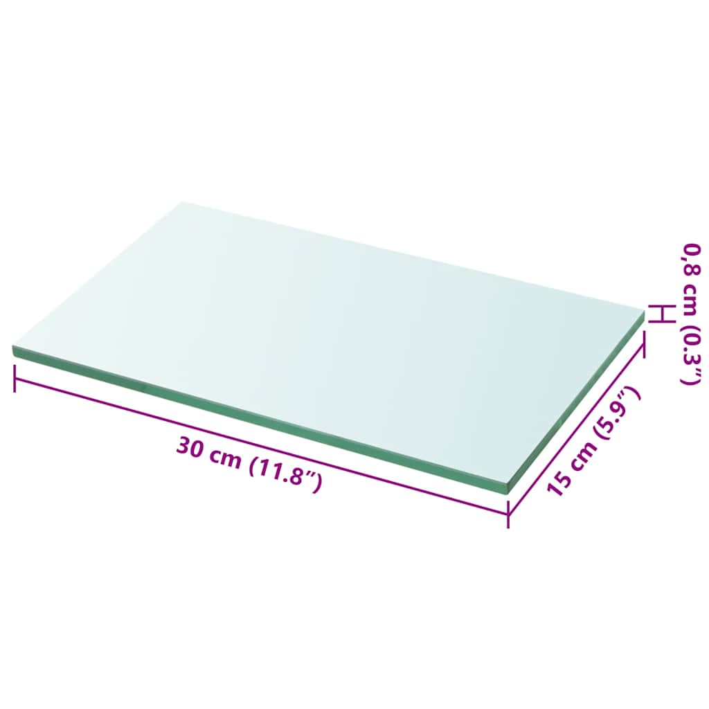 vidaXL Hyllplan glas genomskinlig 30x15 cm