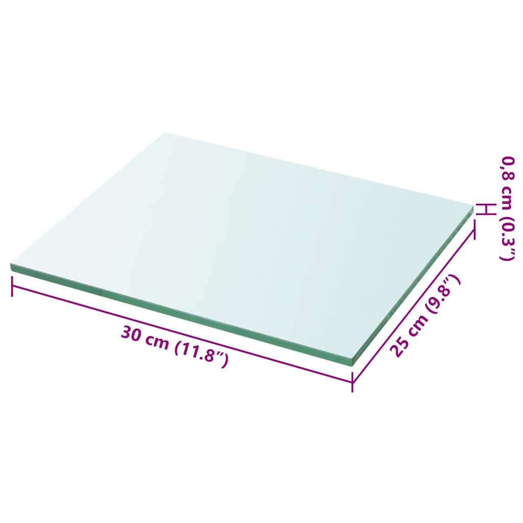 vidaXL Hyllplan glas genomskinlig 30x25 cm
