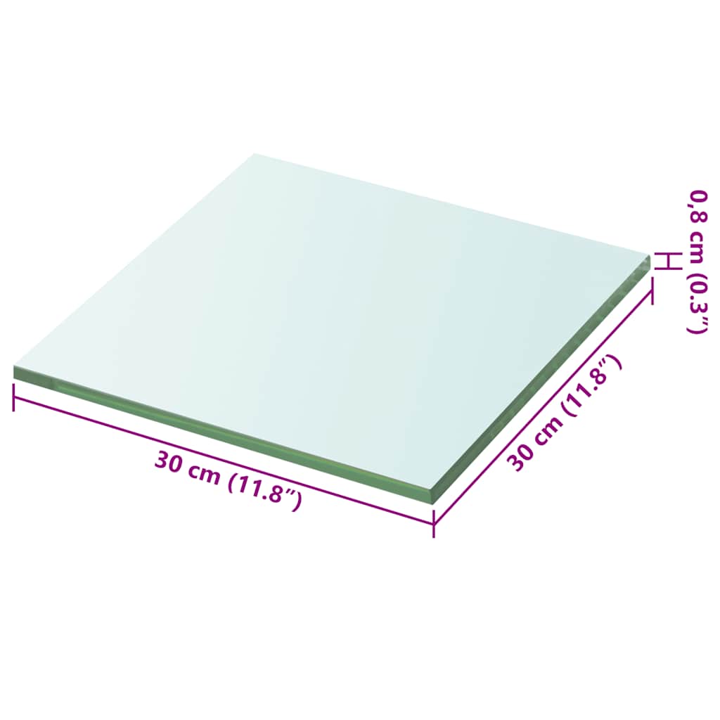 vidaXL Hyllplan glas genomskinlig 30x30 cm