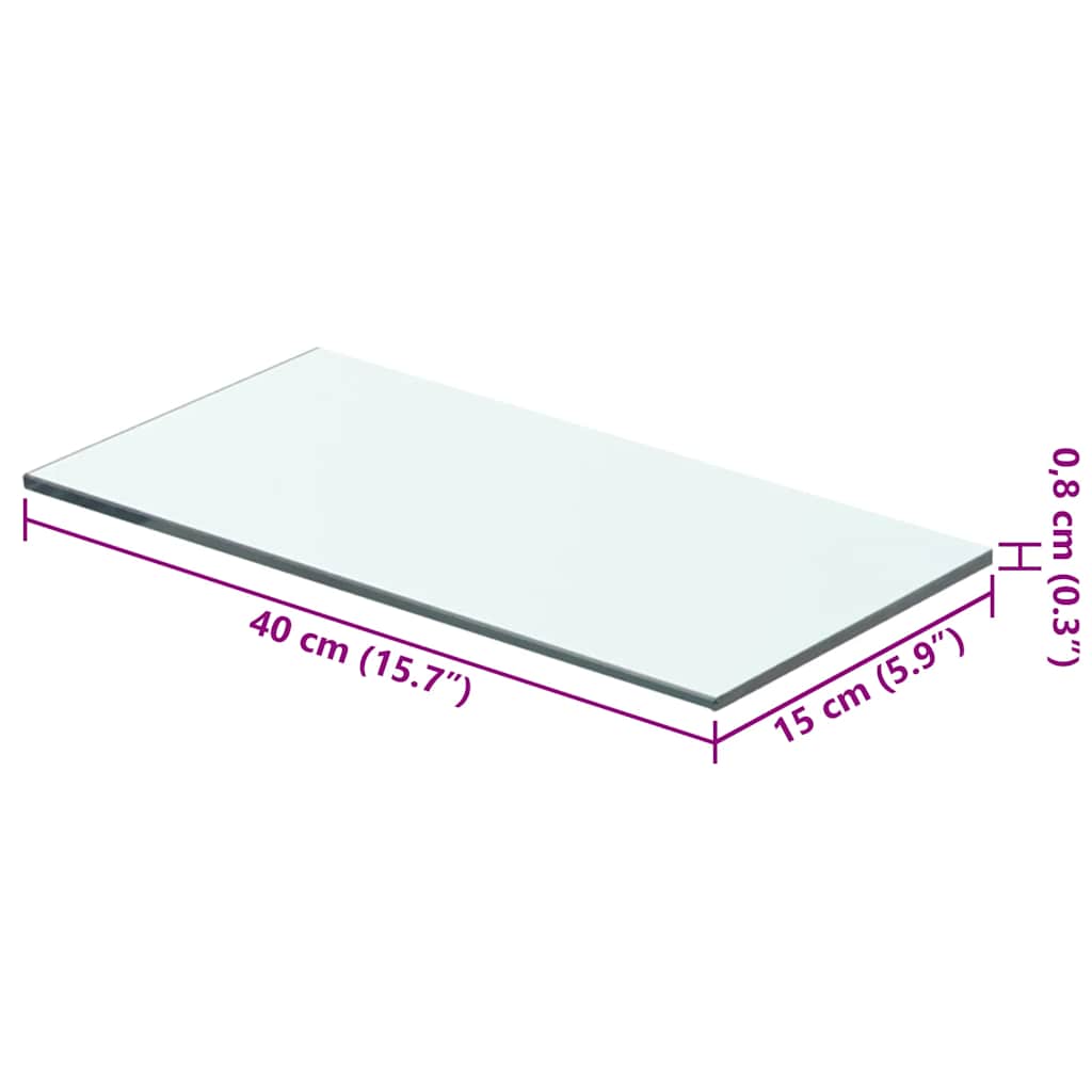 vidaXL Hyllplan glas genomskinlig 40x15 cm