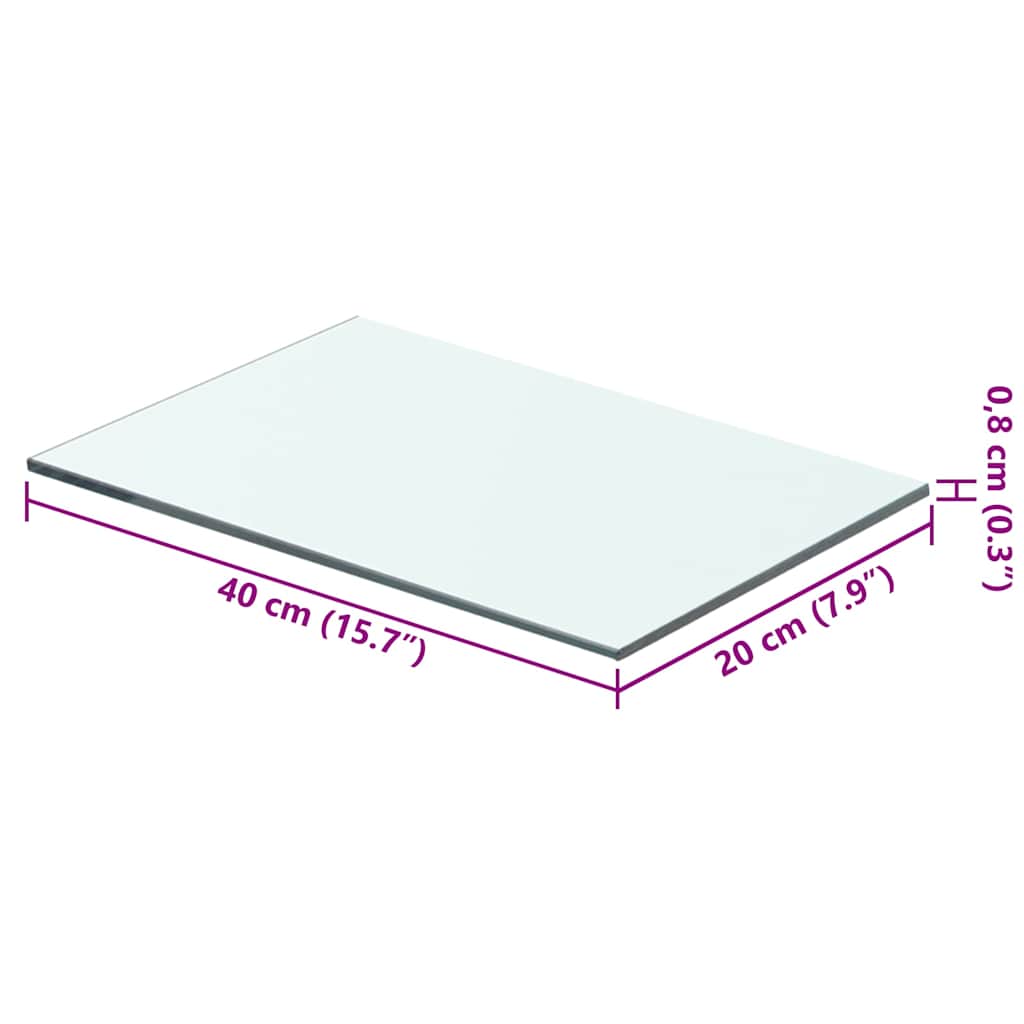 vidaXL Hyllplan glas genomskinlig 40x20 cm