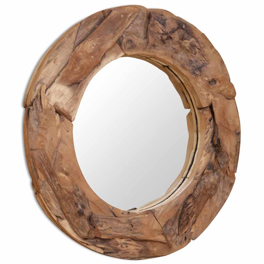 vidaXL Prydnadsspegel teak 80 cm rund