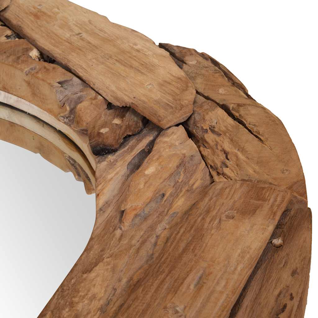 vidaXL Prydnadsspegel teak 80 cm rund