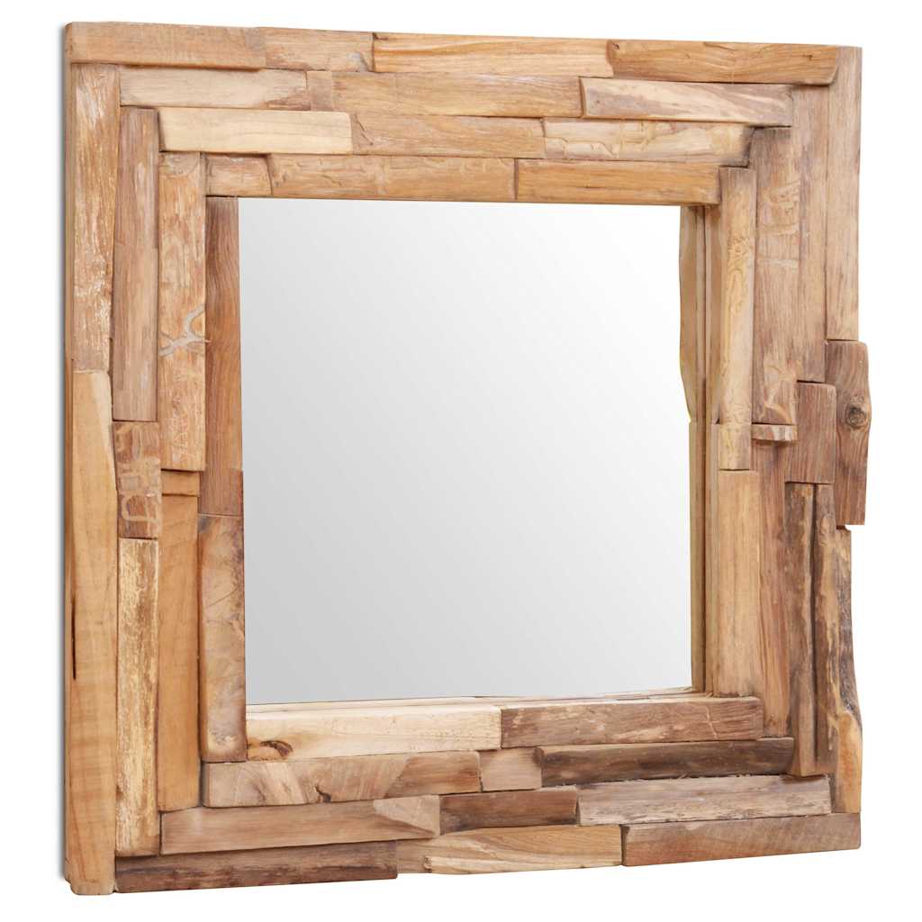 vidaXL Prydnadsspegel teak 60x60 cm kvadrat
