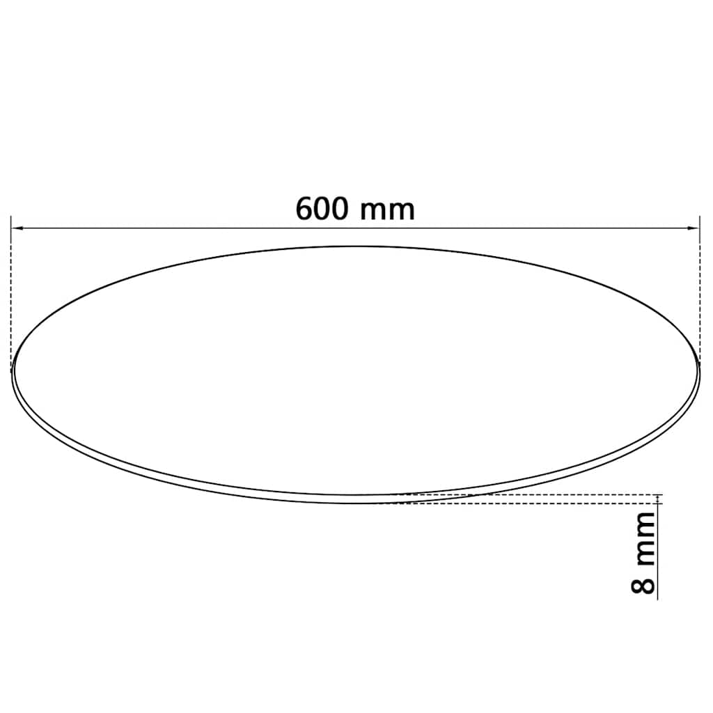 vidaXL Bordsskiva i härdat glas 600 mm rund