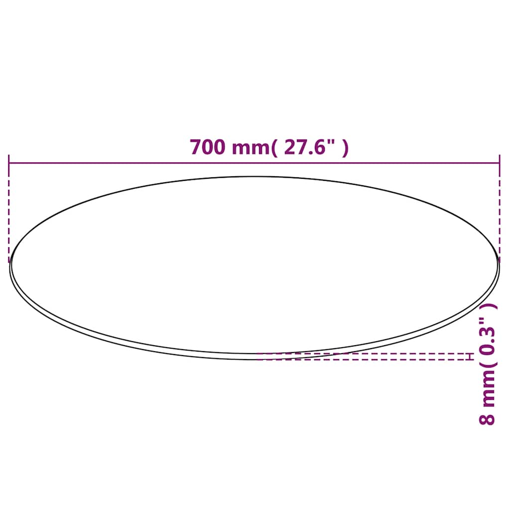 vidaXL Bordsskiva i härdat glas 700 mm rund