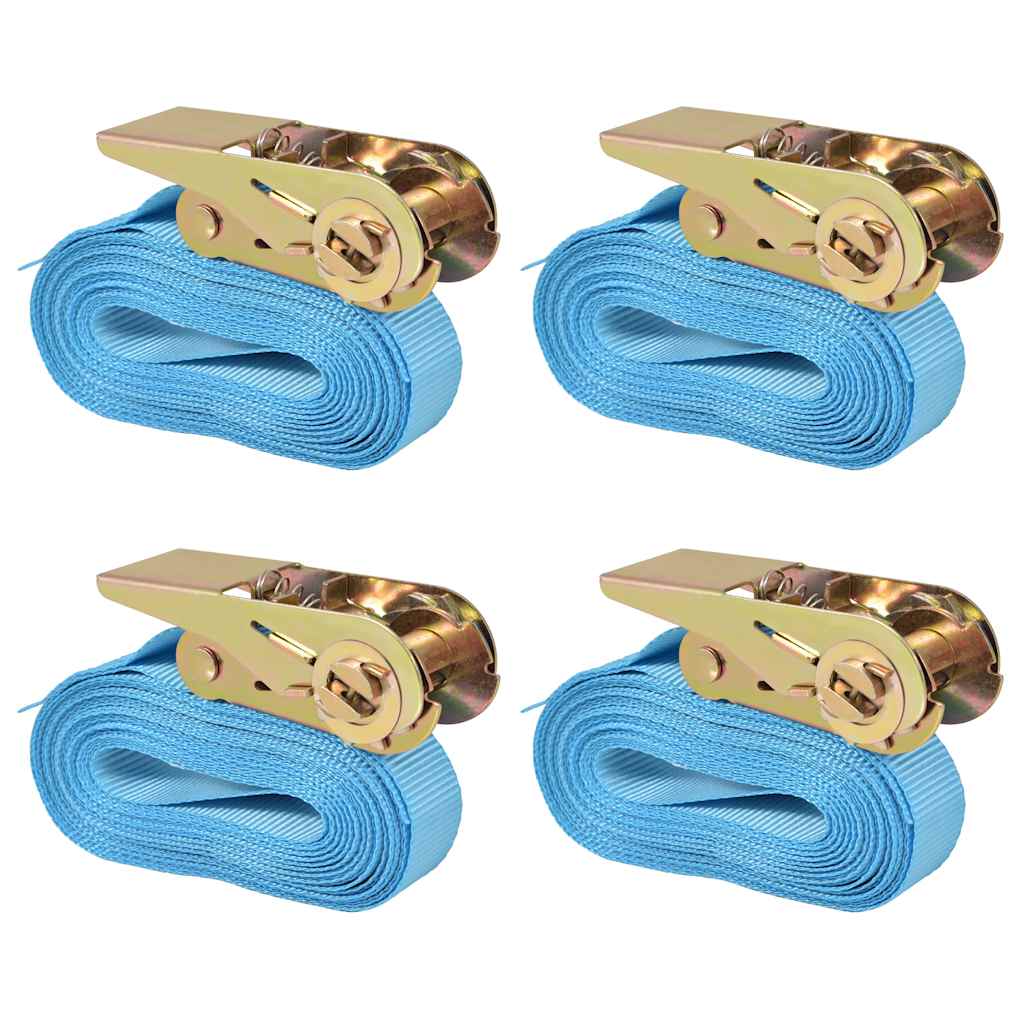 vidaXL Lastspännare med spärr 4 st 0,8 ton 6mx25mm blå