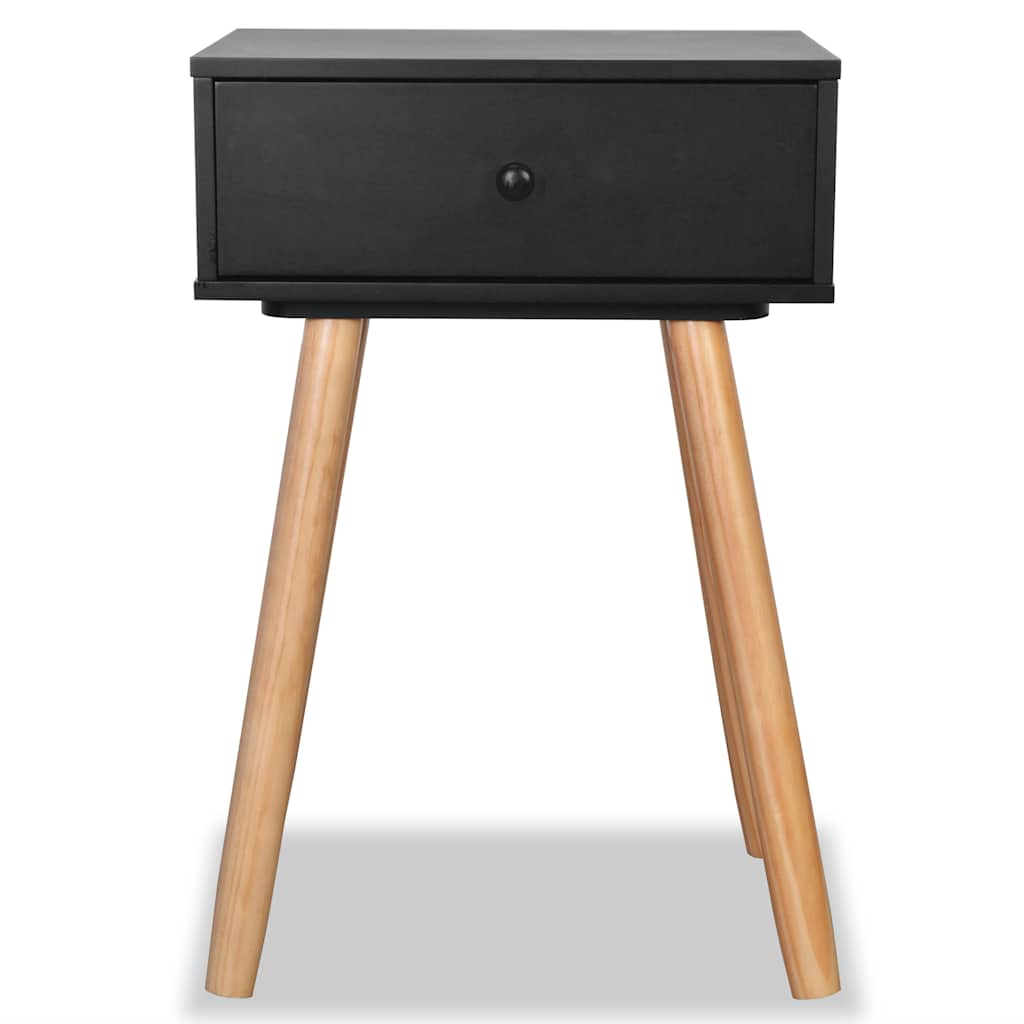 vidaXL Sängbord 2 st massiv furu 40x30x61 cm svart