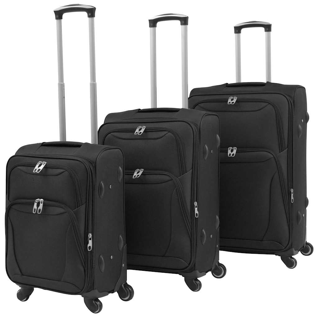 vidaXL Resväskor 3 svart soft case