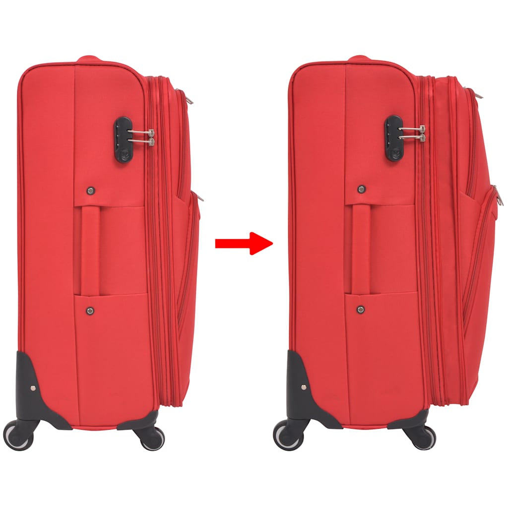 vidaXL Resväskor 3 st röd soft case