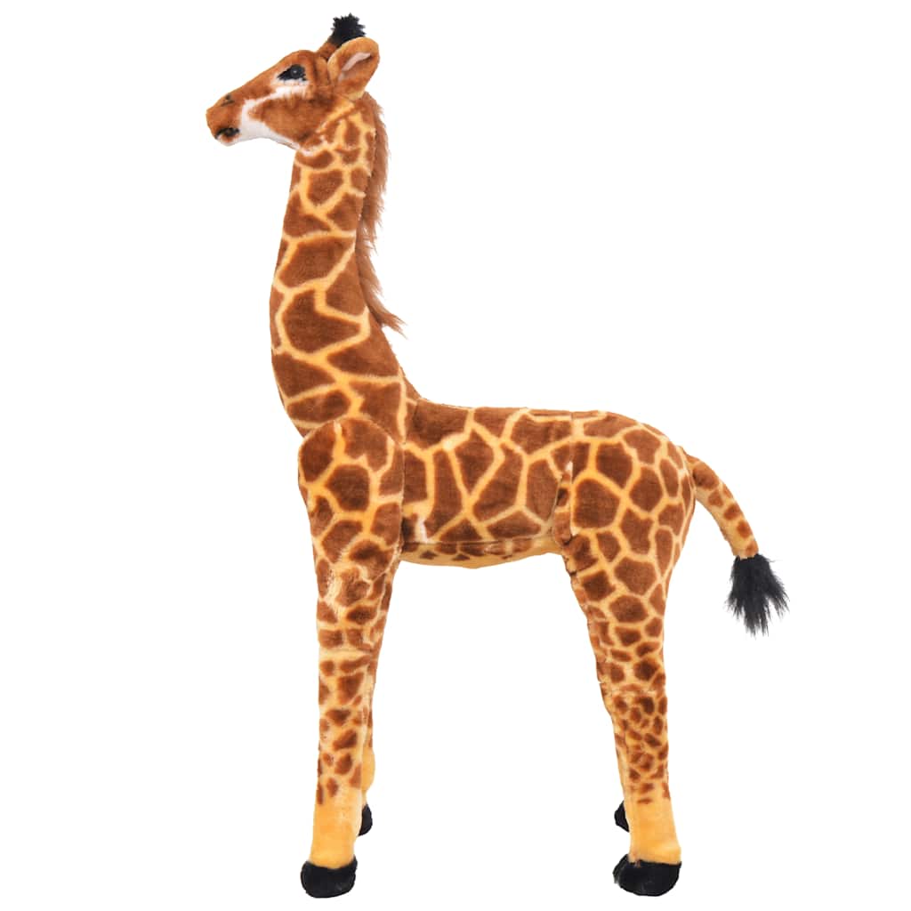 vidaXL Stående leksaksgiraff brun och gul XXL
