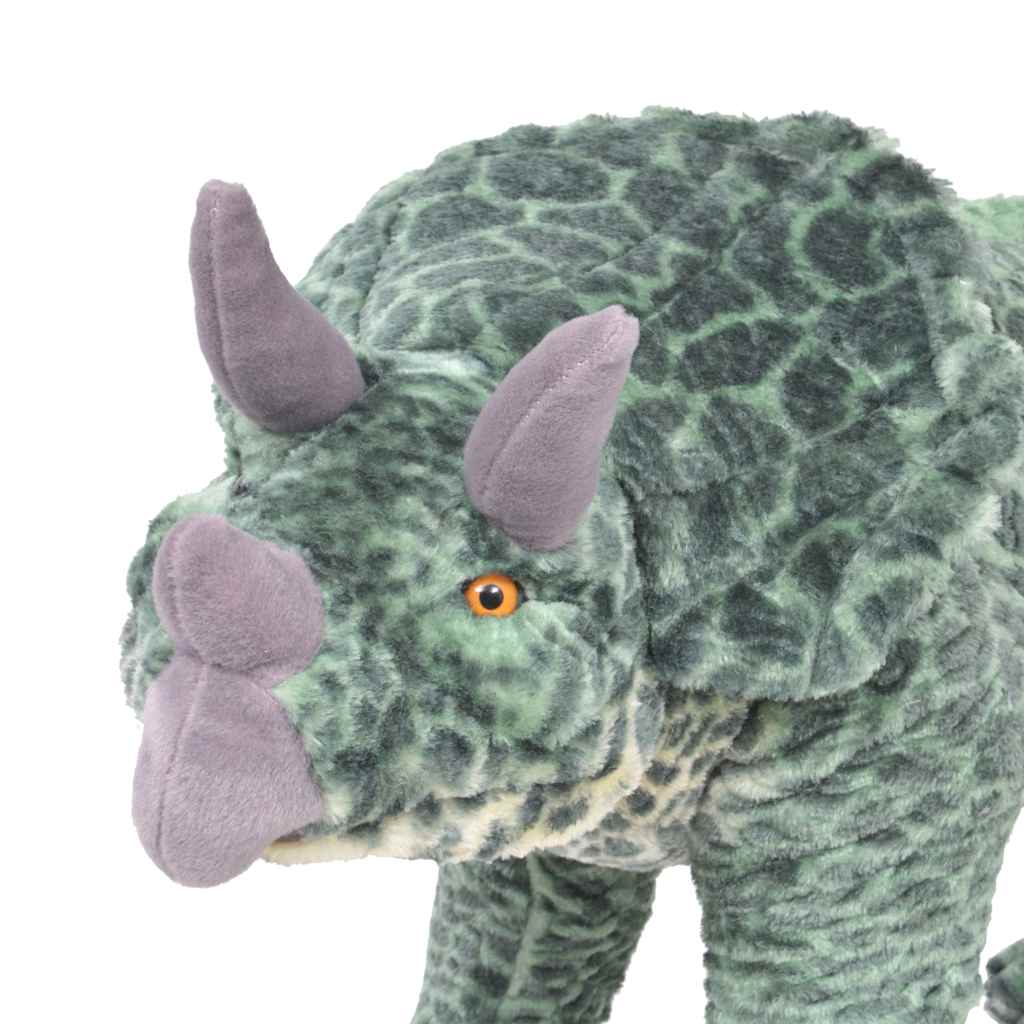 vidaXL Stående leksaksdinosaurie triceratops plysch grön XXL