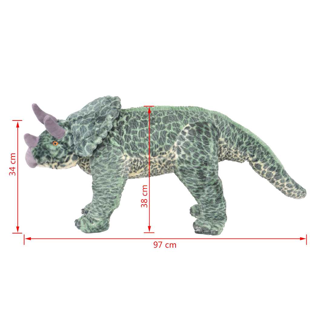 vidaXL Stående leksaksdinosaurie triceratops plysch grön XXL