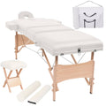 vidaXL Hopfällbar massagebänk 3 sektioner och pall 10 cm tjock vit