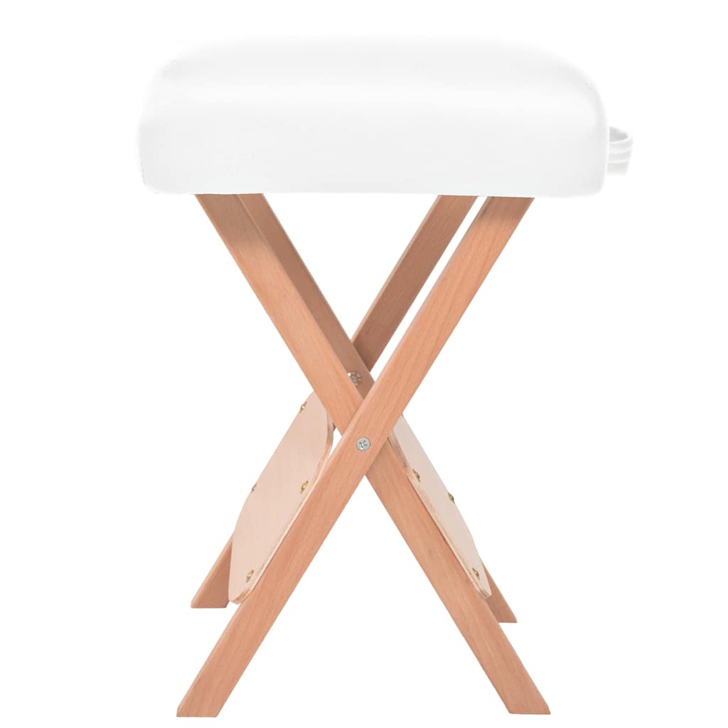 vidaXL Hopfällbar massagebänk 3 sektioner och pall 10 cm tjock vit