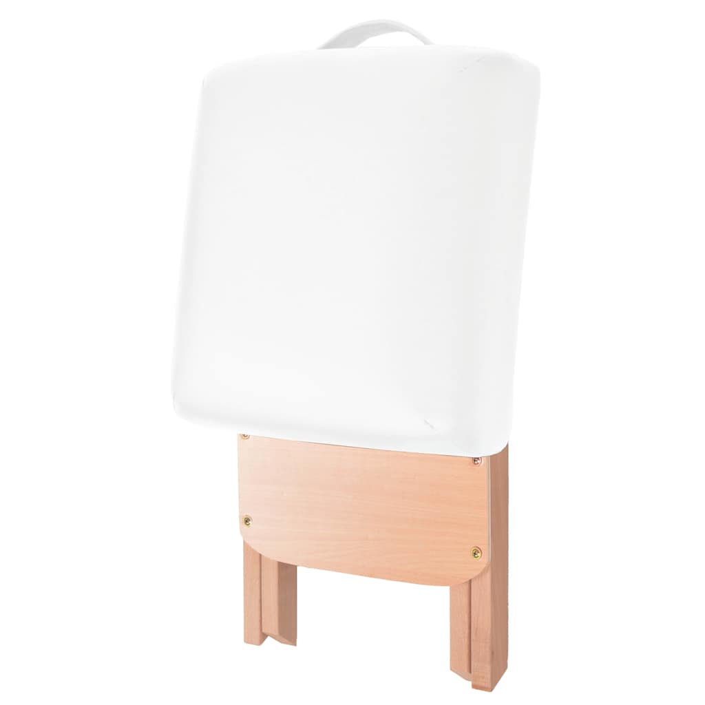vidaXL Hopfällbar massagebänk 3 sektioner och pall 10 cm tjock vit