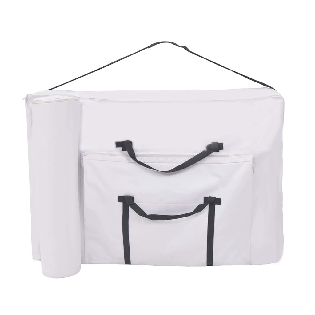 vidaXL Hopfällbar massagebänk 3 sektioner och pall 10 cm tjock vit