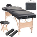vidaXL Hopfällbar massagebänk 3 sektioner och pall 10 cm tjock svart