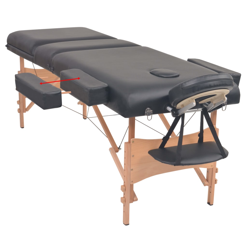 vidaXL Hopfällbar massagebänk 3 sektioner och pall 10 cm tjock svart