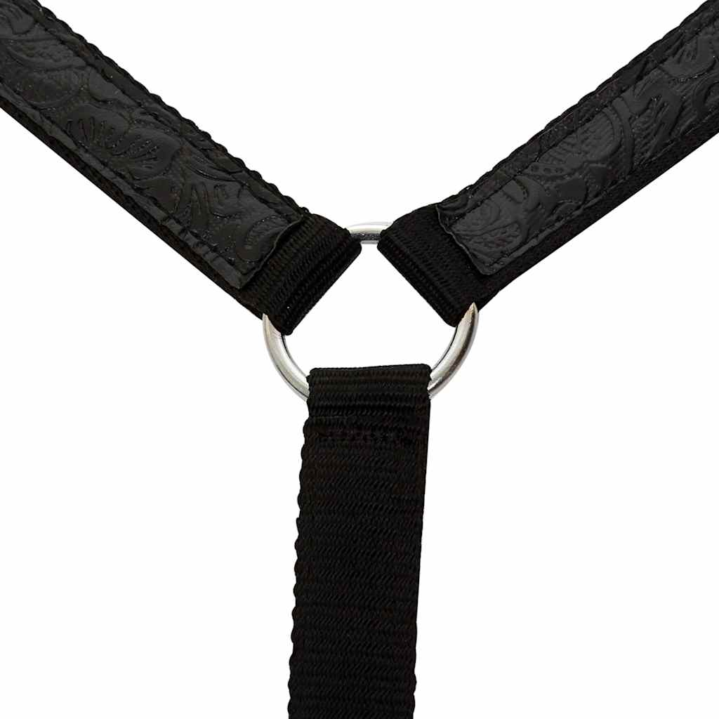 vidaXL Westernsadel träns&halsband äkta läder 16" svart