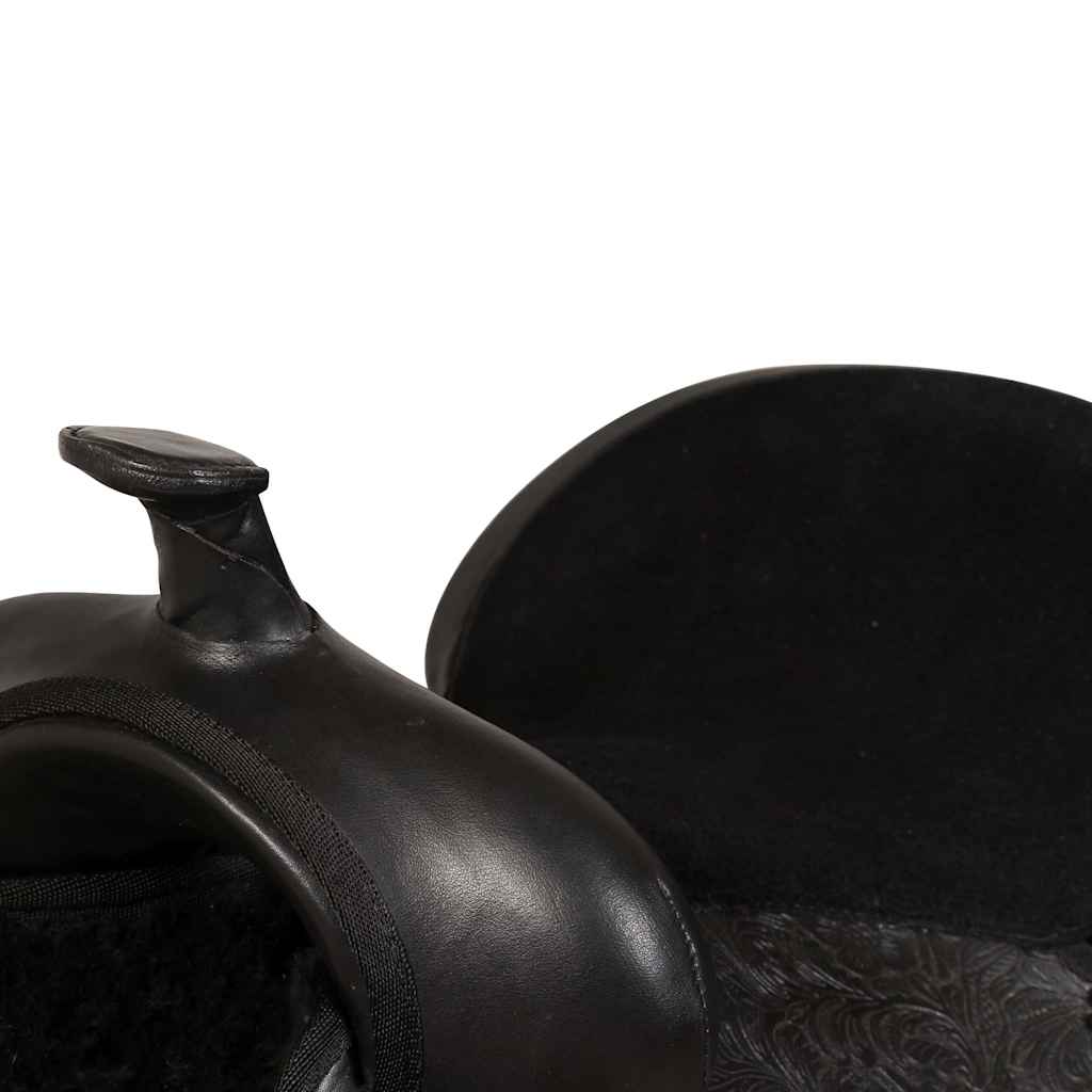 vidaXL Westernsadel träns&halsband äkta läder 16" svart