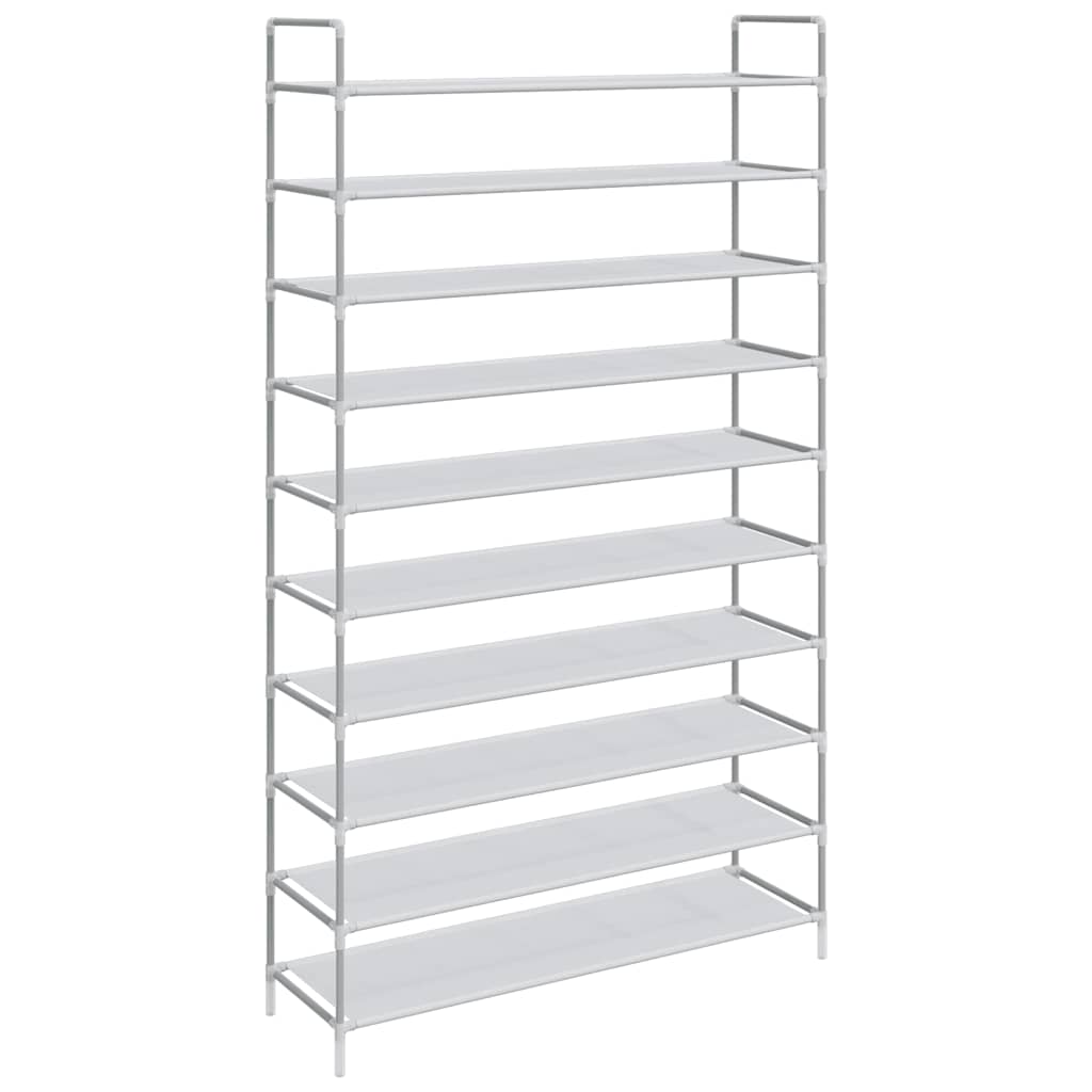 vidaXL Skohylla med 10 hyllor metall och non-woven tyg silver