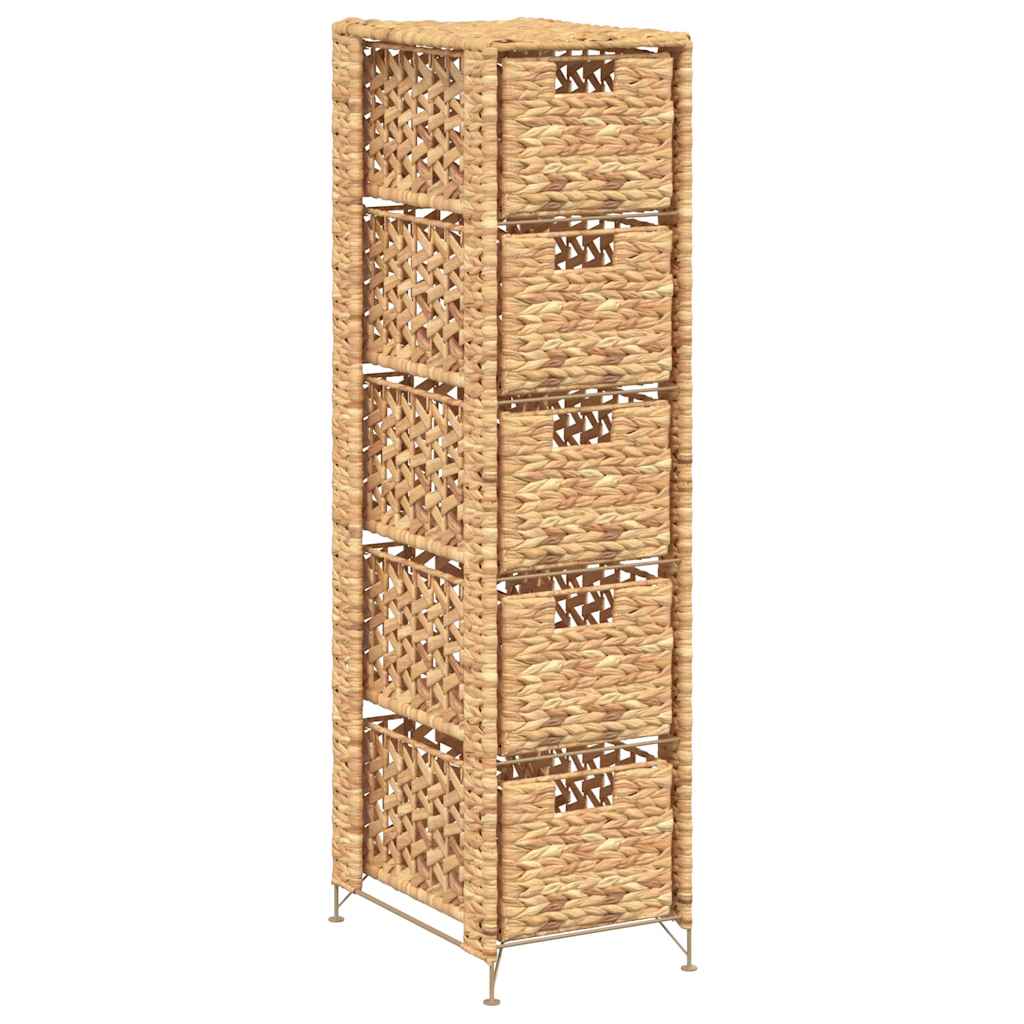 vidaXL Förvaringsmöbel med 5 korgar 25,5x37x100 cm vattenhyacint