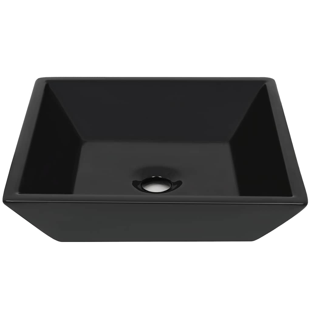 vidaXL Handfat keramik fyrkantig svart 41,5x41,5x12 cm