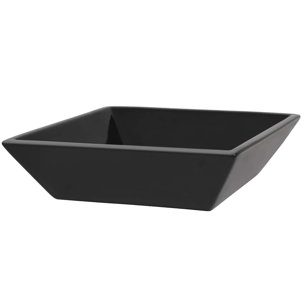 vidaXL Handfat keramik fyrkantig svart 41,5x41,5x12 cm