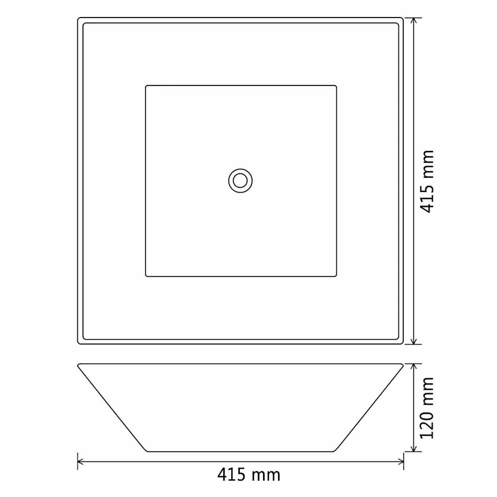 vidaXL Handfat keramik fyrkantig svart 41,5x41,5x12 cm